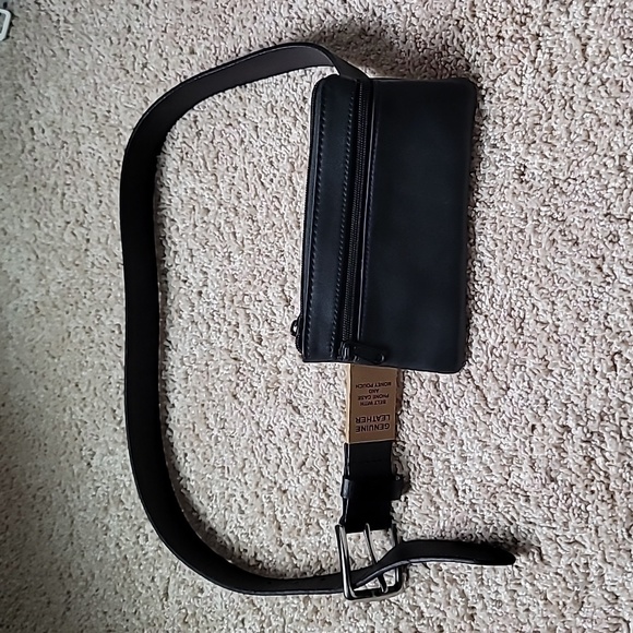 NWT Genuine leather belt with money / phone pouch 48 inches long size L/XL